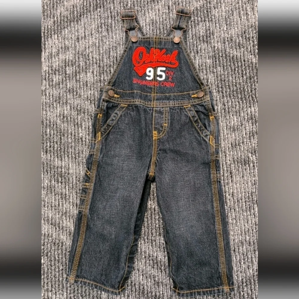 Oshkosh B’gosh Toddler Bib Overalls Dark Wash Engineer’s Crew 18 Months